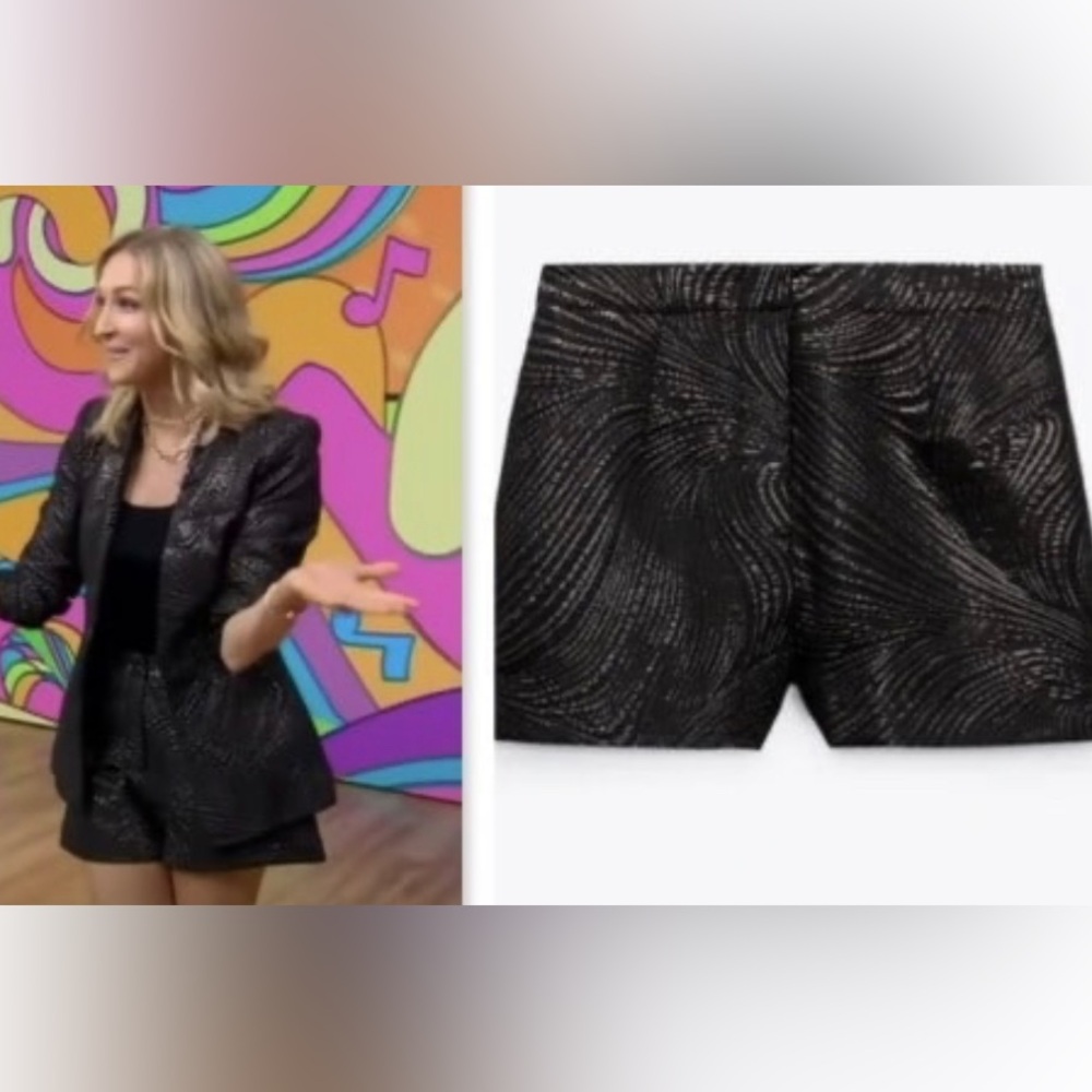 ZARA GOLD JACQUARD FLARED SHORTS